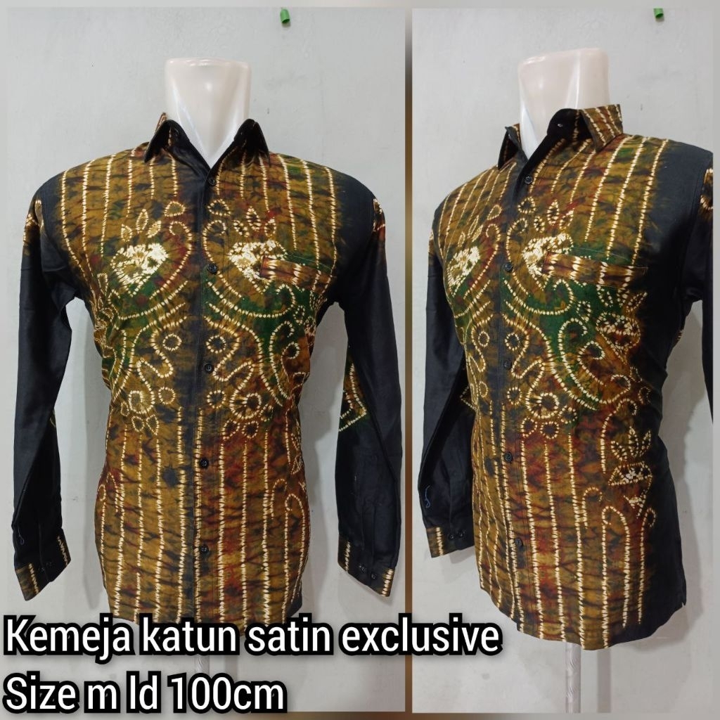 kemeja sasirangan warna hitam mix gold