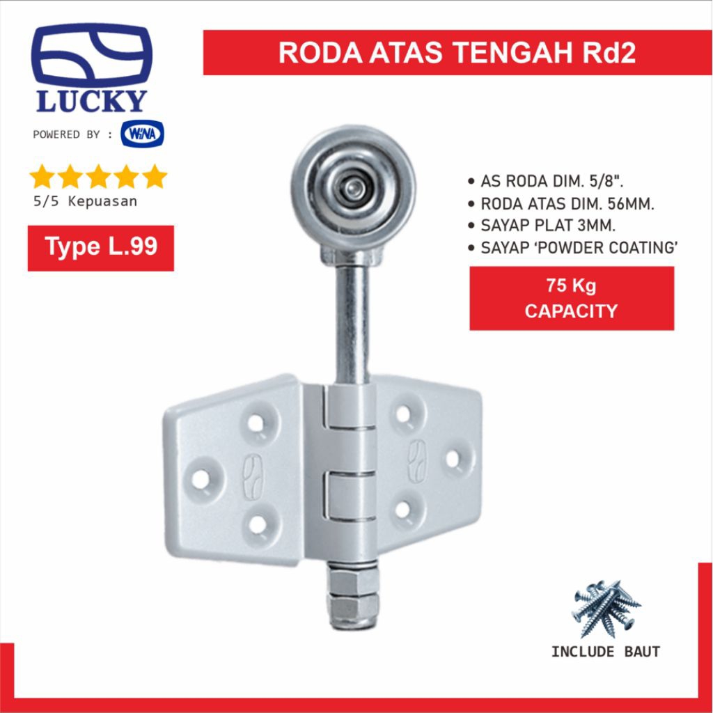 Roda Atas Tengah Lucky L99 Engsel Pintu Garasi Geser Tikung & Lipat - 100% Original