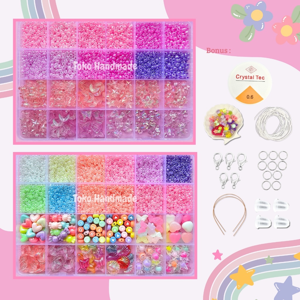 Toko Handmade - Pernak Pernik Gelang 1 Box Mute Manik Manik - DIY Gelang Manik Manik Aesthetic - DIY
