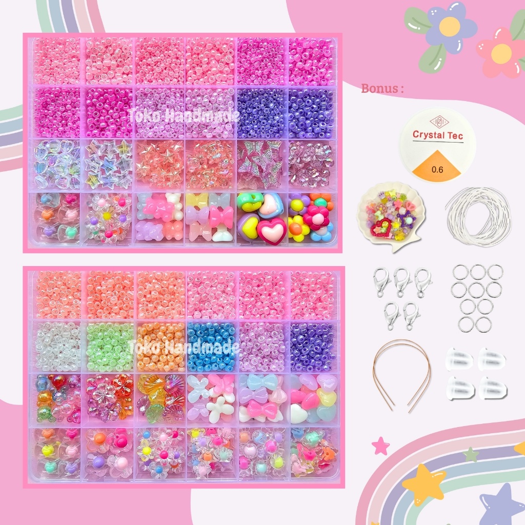 Toko Handmade - Pernak Pernik Gelang 1 Box Mute Manik Manik - DIY Gelang Manik Manik Aesthetic - DIY