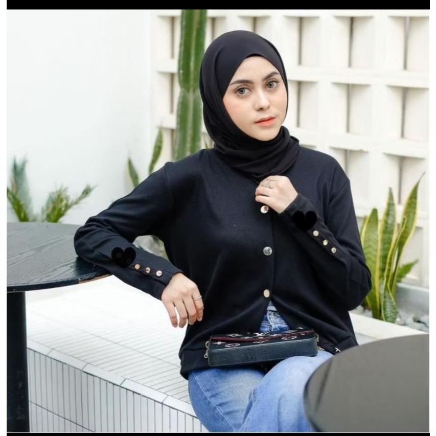 Starla Cardigan Basic Kancing Gold Tebal Premium kancing hidup, Cardy Premium Sweetter Rajut Premium