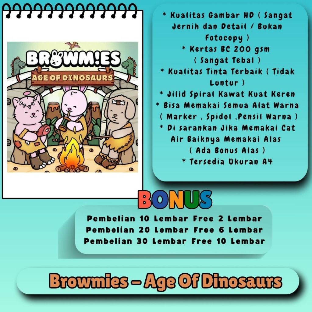 

Browmies - Age Of Dinosaurs Coloring Book Buku Mewarnai Kualitas Gambar Jernih Bagus Kertas Tebal