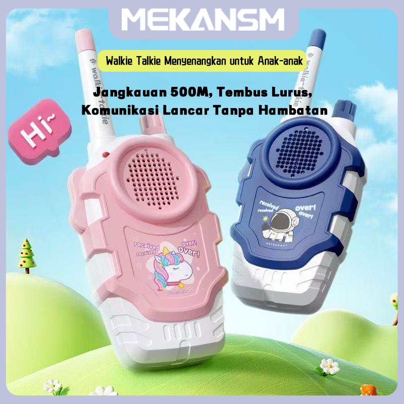 MEKANSM Walkie Talkie Nirkabel Anak Jarak Jauh 500 Meter Edukasi Mainan Telepon 2pcs Hadiah Anak-ana