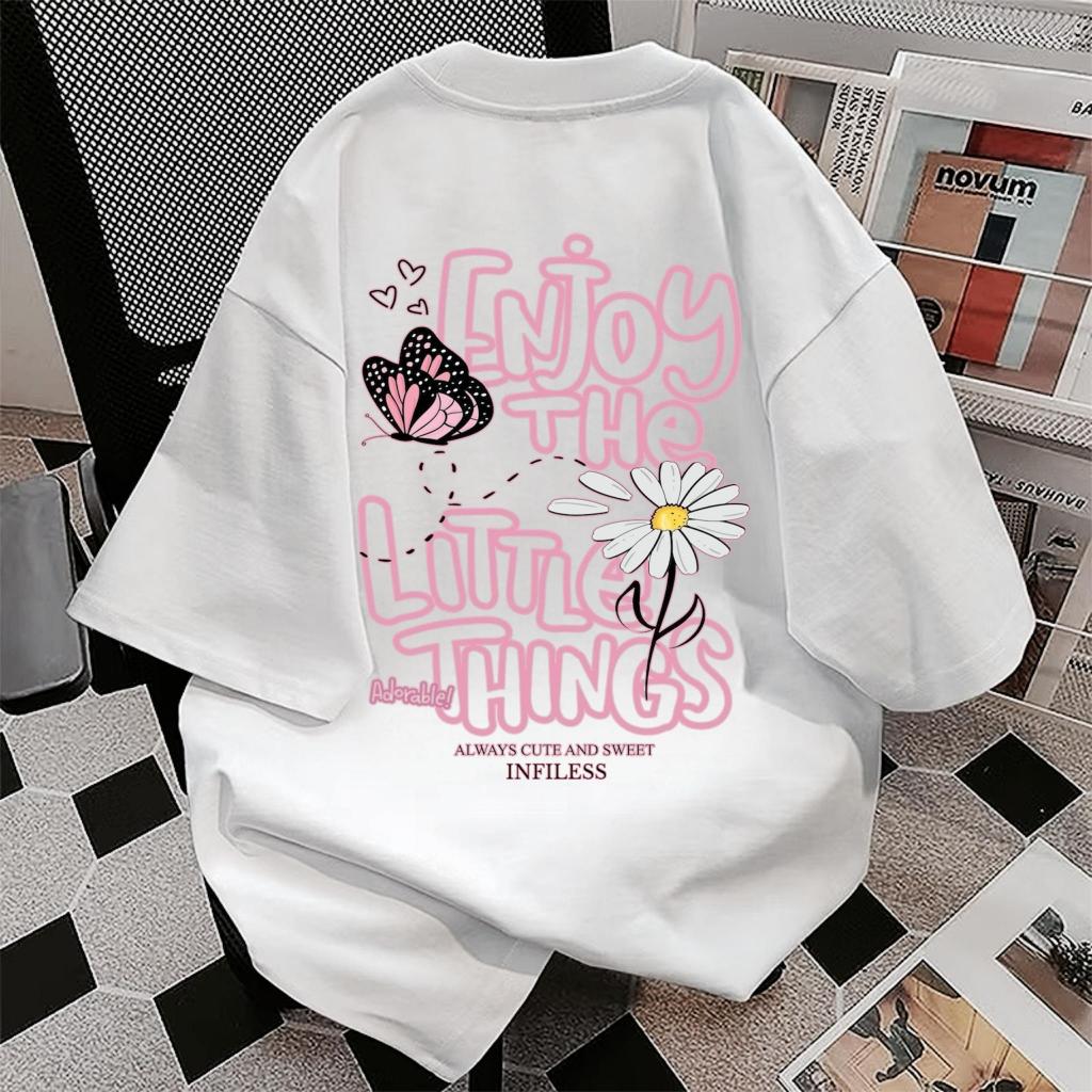 Kaos T-shirt Enjoy The Little Things Oversize Infiless Atasan Baju Korean Vintage Unisex - Enjoy The