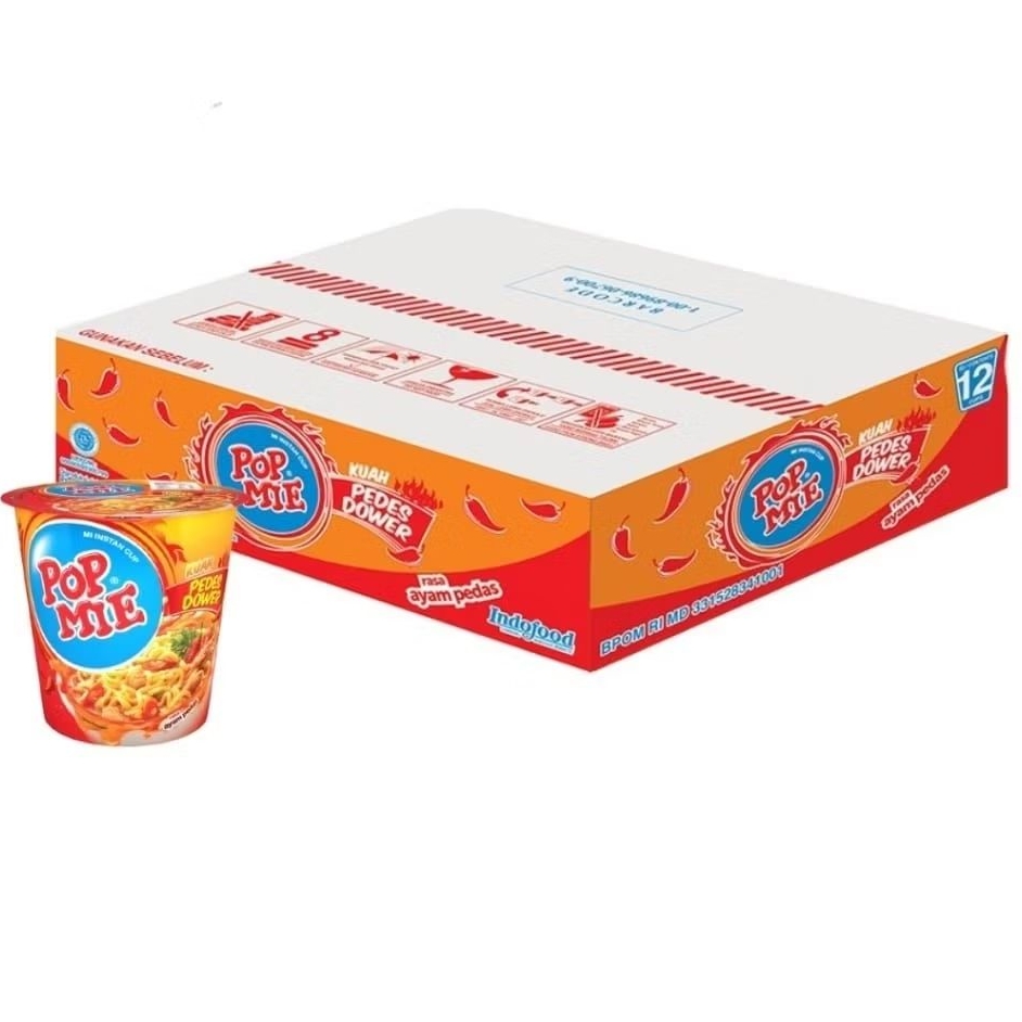 

Pop Mie Kuah Pedas Dower Rasa Ayam pedas 1 karton =12 psc