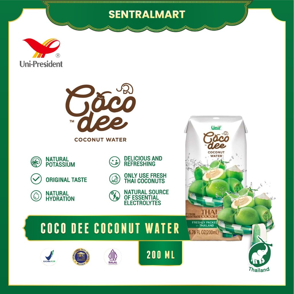 

Special PROMO BELI 1 GRATIS 1 COCO DEE Coconut Water Air Kelapa Murni Import Thailand Varian kemasan 200 ml ED 16 November 2025 agustus 2025