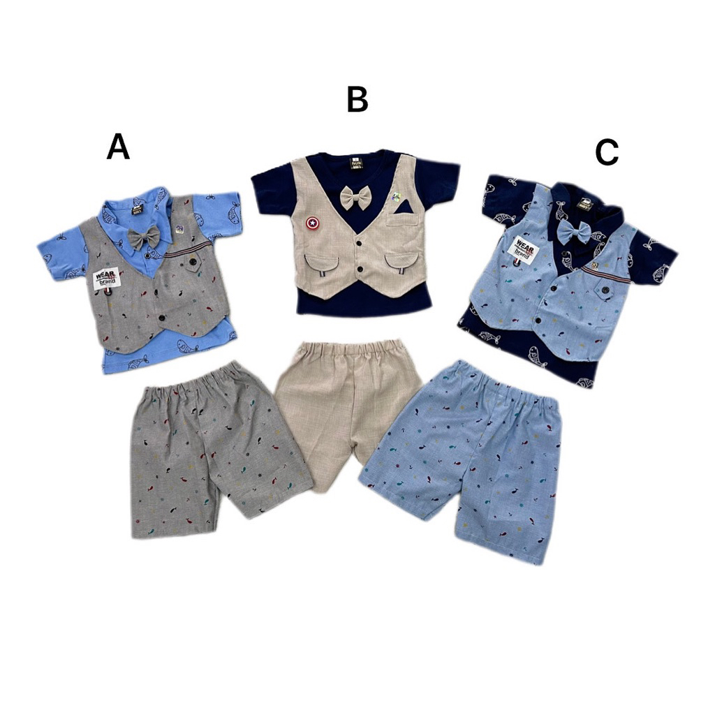 Setelan jas anak 1 2 tahun setelan anak cowok dasi baju celana pendek pesta jalan bayi cowok murah h