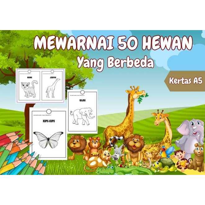 

Kertas Mewarnai Isi 50 Lembar Gambar Hewan Ukuran A5 Untuk Anak Paud Tk Sd Terlaris