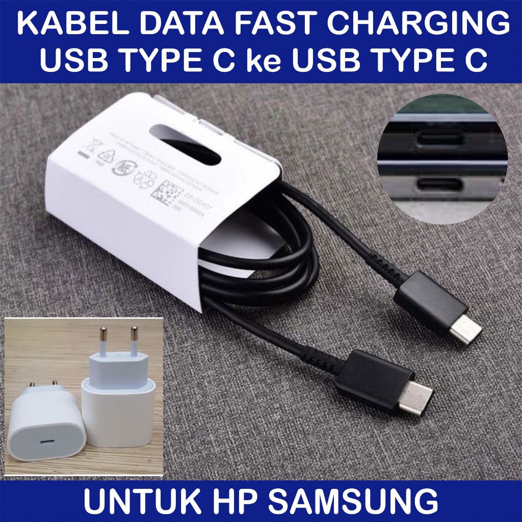 Kabel Data USB Type C to Type C untuk HP SAMSUNG GALAXY S25 S23 S22 S21 S20 A56 A36 A26 A16 A06 A55 