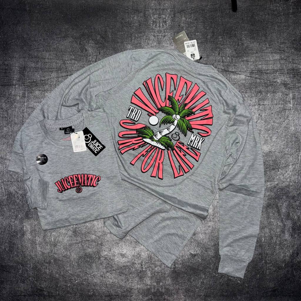 Kaos lengan panjang juice ematic abu long sleeve pria atasan musim dingin kaos juice ematic