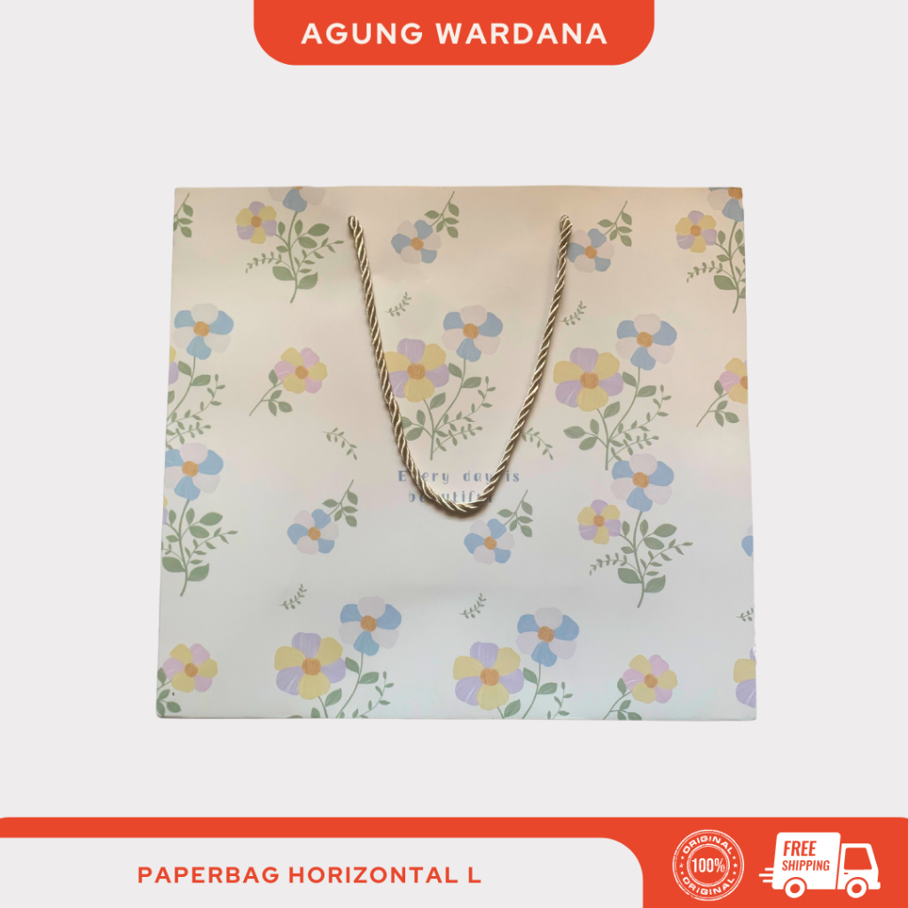 

PAPER BAG MOTIF BUNGA PASTEL HORIZONTAL UKURAN 34 X 15 X 32 CM