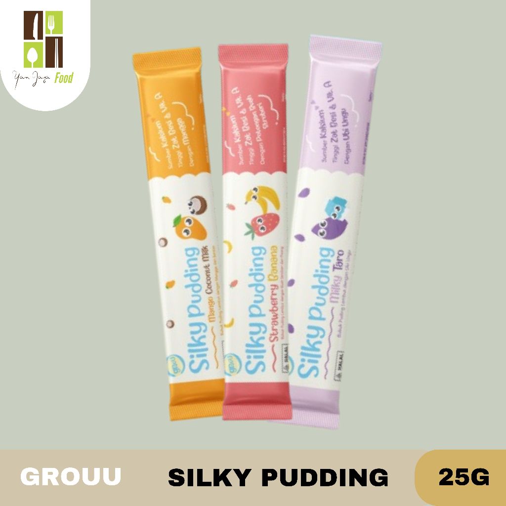 

Grouu Silky Pudding / Pudding Lembut Rasa Strawerry Banana / Milky Taro / Mango Coconut Milk 25G