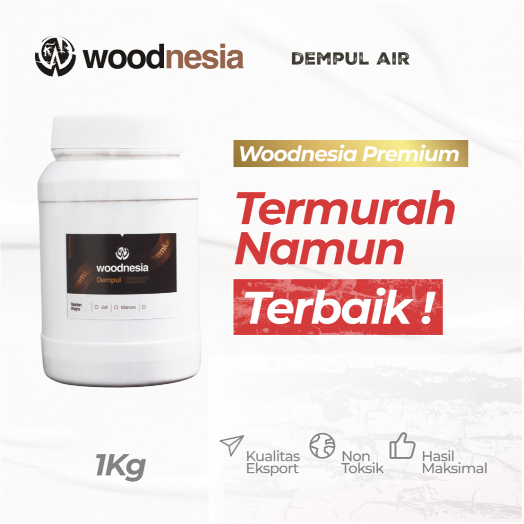 Woodnesia  Dempul Air Superior Kayu Jati Mahoni 1kg Waterbased