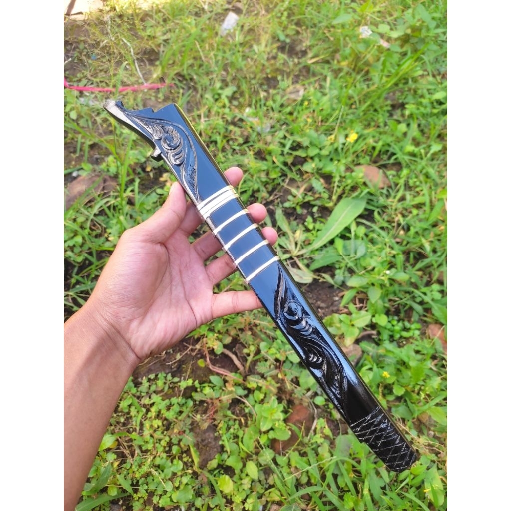 Warangka sarangka sarung kayu ukiran rasamala hitam pisau 30cm