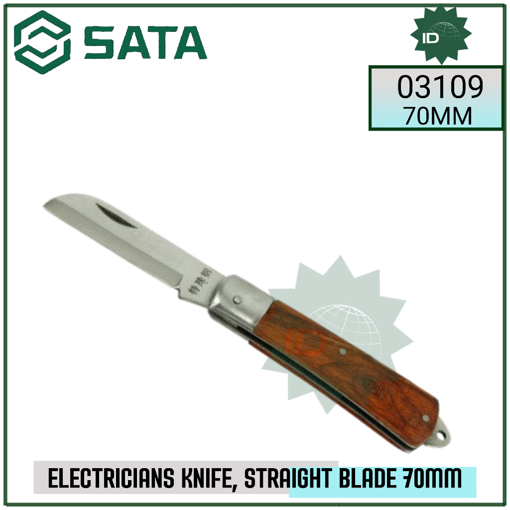 

SATA Cutter Listrik Pisau Lipat Electricians Knife Straight Blade 70 mm 03109 Sata Tools