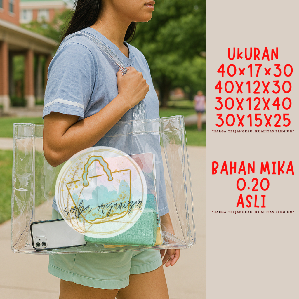 

Tas Sembako Mika JUMBO 0.20 Asli Tebal, Goodie bag Sembako jumbo souvenir tas mika transparan mika