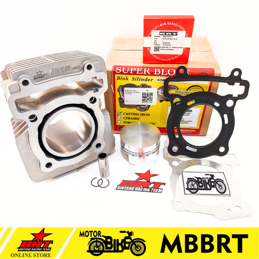 BLOK SET PISTON CASTING 62.00 PIN 14 BRT JUPITER MX R15 MX KING VIXION OLD NVL NVA XABRE BOREUP