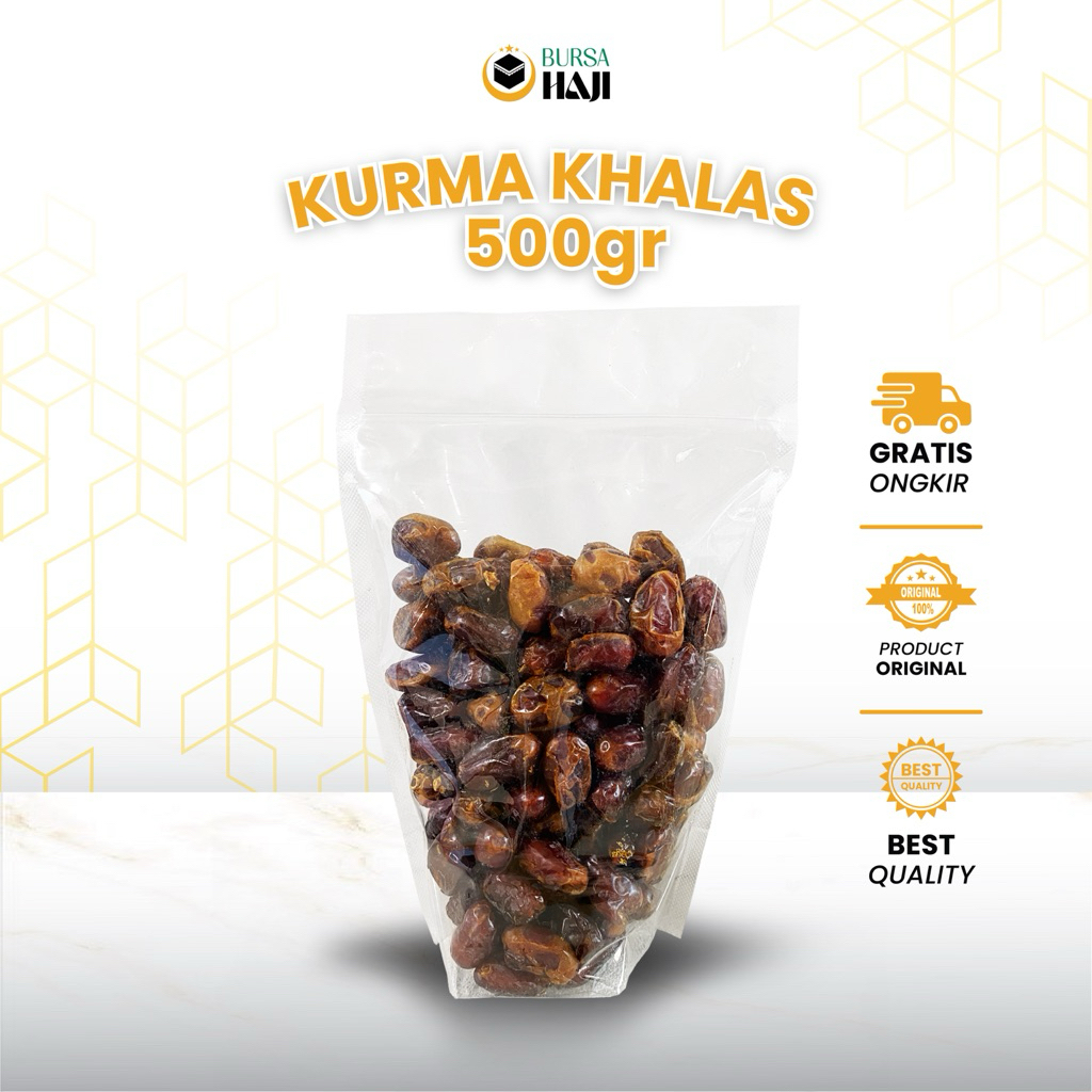 

Kurma Khalas 500 Gram Original Segar dan Berkualitas Oleh Oleh Haji dan Umroh Kemasan Pouch