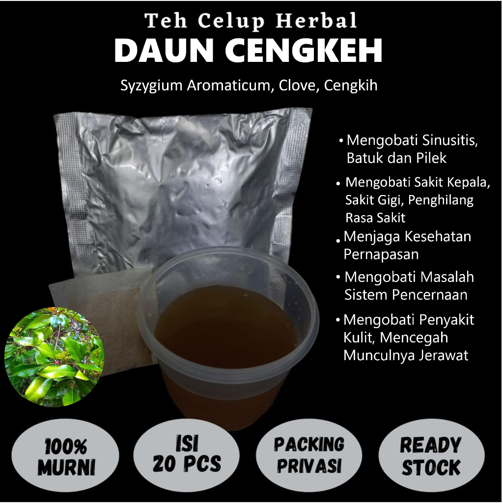 

Teh Celup Herbal DAUN CENGKEH Mengobati Sinusitis Sakit Gigi Batuk Pilek Sakit Kepala Jerawat