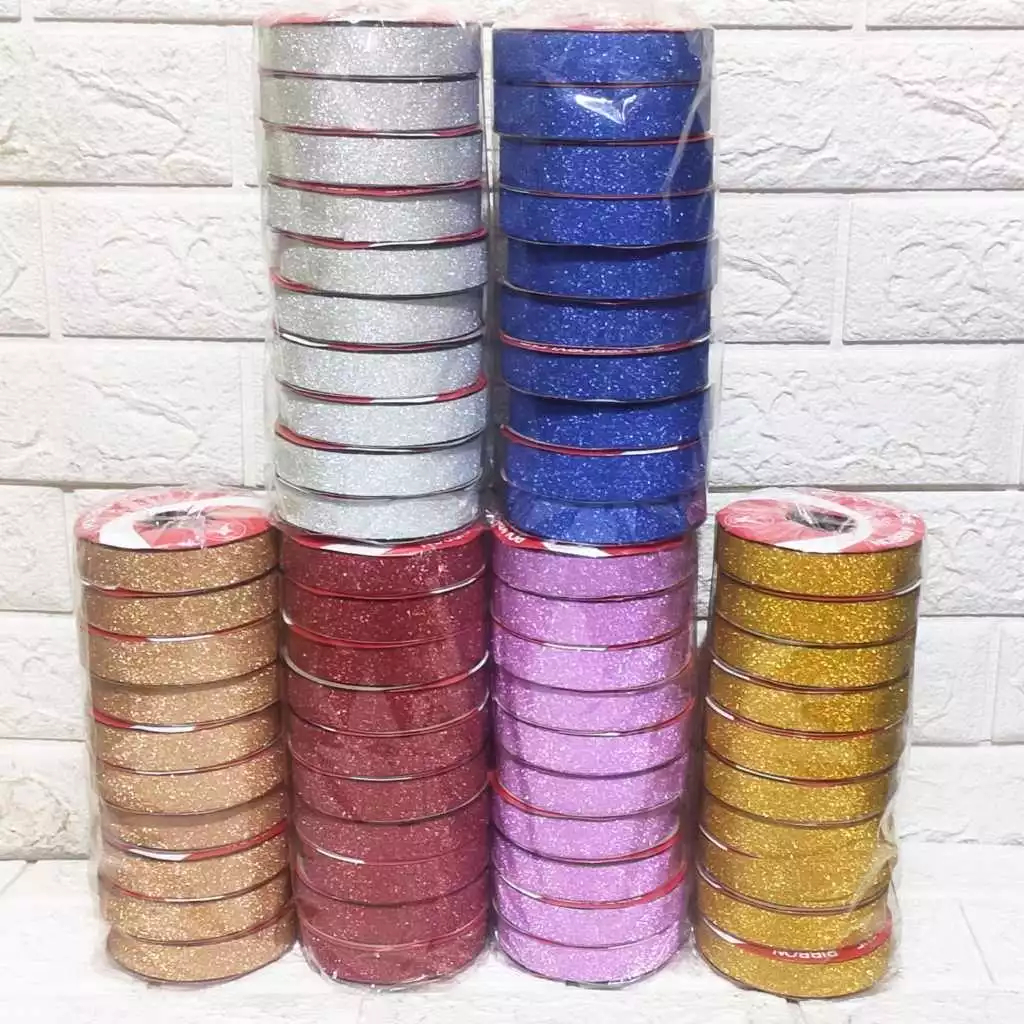 

Pita Kado Plastik 3/4 Inch 2Cm Pita Jepang GLITTER