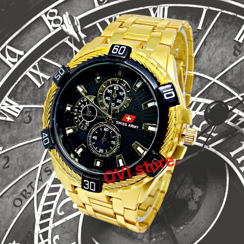 Terbaru Jam Tangan Kasual Laki laki Dewasa Tali Rantai Sport Stainless stell