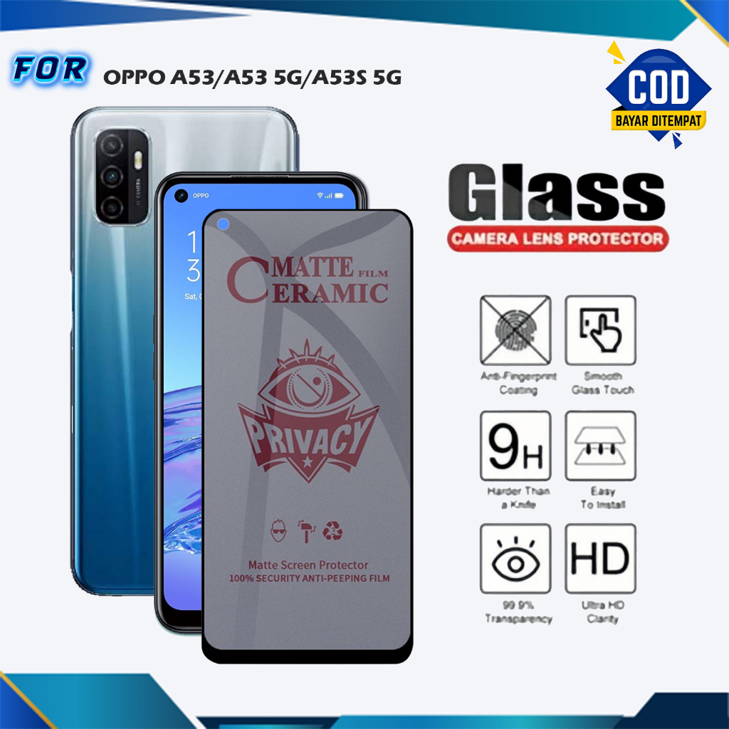 Tempered Glass Oppo A53/A53 5G/A53S 5G Anti Gores Kaca Full Cover Screen Protector