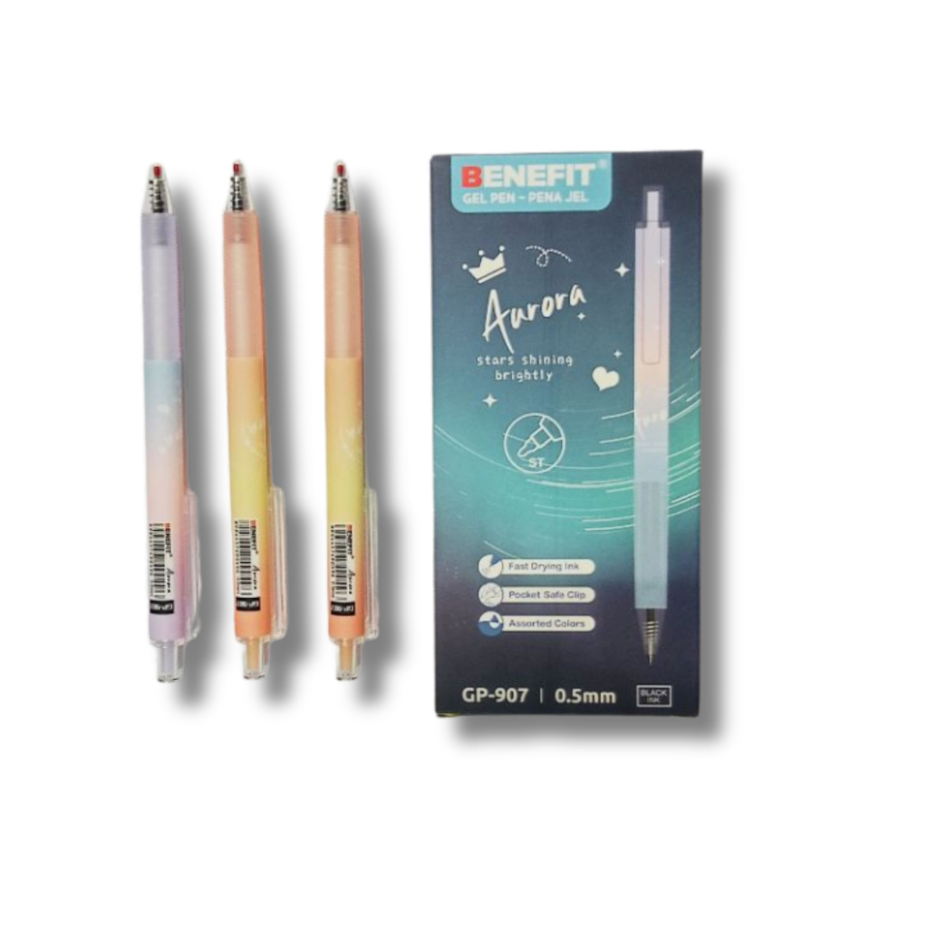 

PACK BOLPEN GEL BENEFIT AURORA GP-9070 0.5 BLACK ISI 12PCS