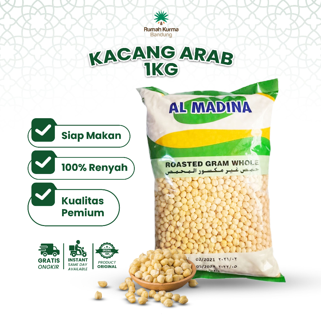 

Kacang Arab 1Kg Chickpeas Panggang Original Renyah Gurih Oleh-Oleh Haji dan Umroh Aliya