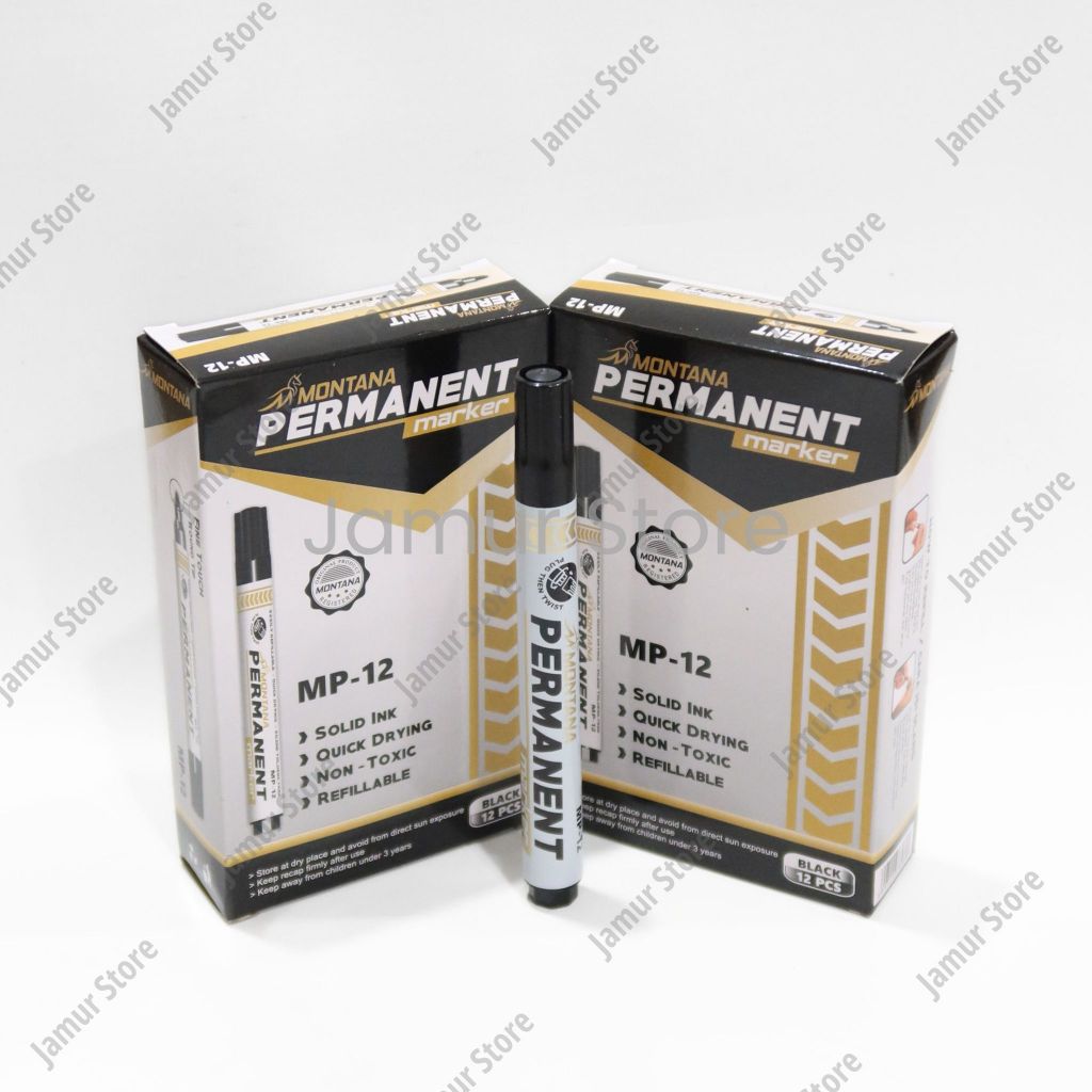 

Montana Permanent Marker MP-12 Spidol Permanen Montana Warna Hitam 1 Box / Spidol Permanen Montana