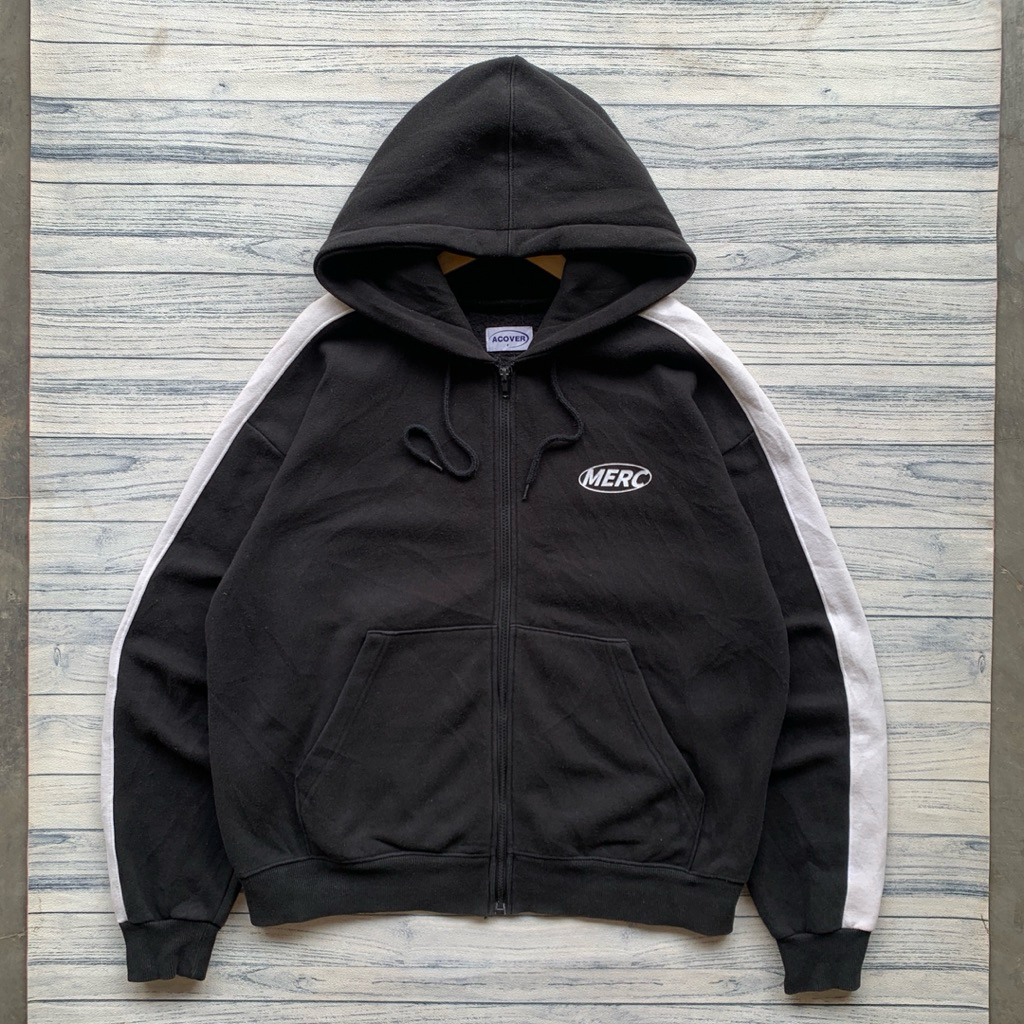 zip hoodie acover merc hitam
