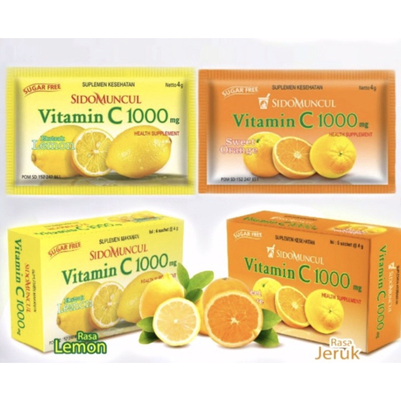 Sidomuncul Vitamin C 1000mg (Minuman Serbuk)Box Isi 6 Sachet / Sido Muncul Vitamin C 1000mg