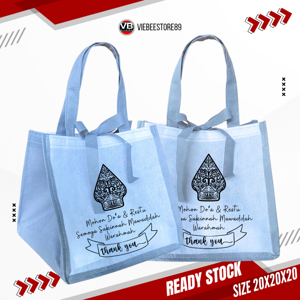 

READY SIAP KIRIM TAS SOUVENIR WEDDING MUAT KOTAK NASI TERMURAH KSP 20x20x20