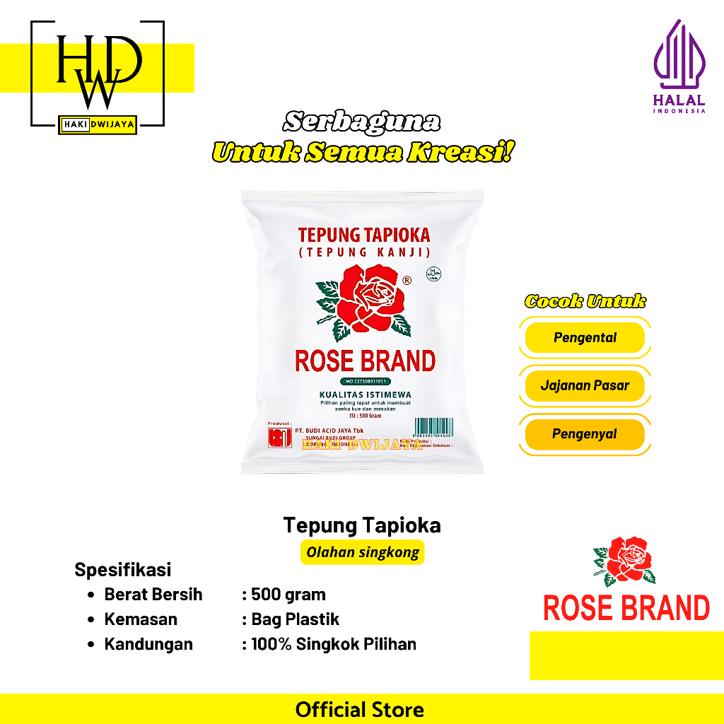 

[500gr] Rose Brand Tepung Tapioka Kanji Murni dari Singkong Pilihan Kenyal & Lembut