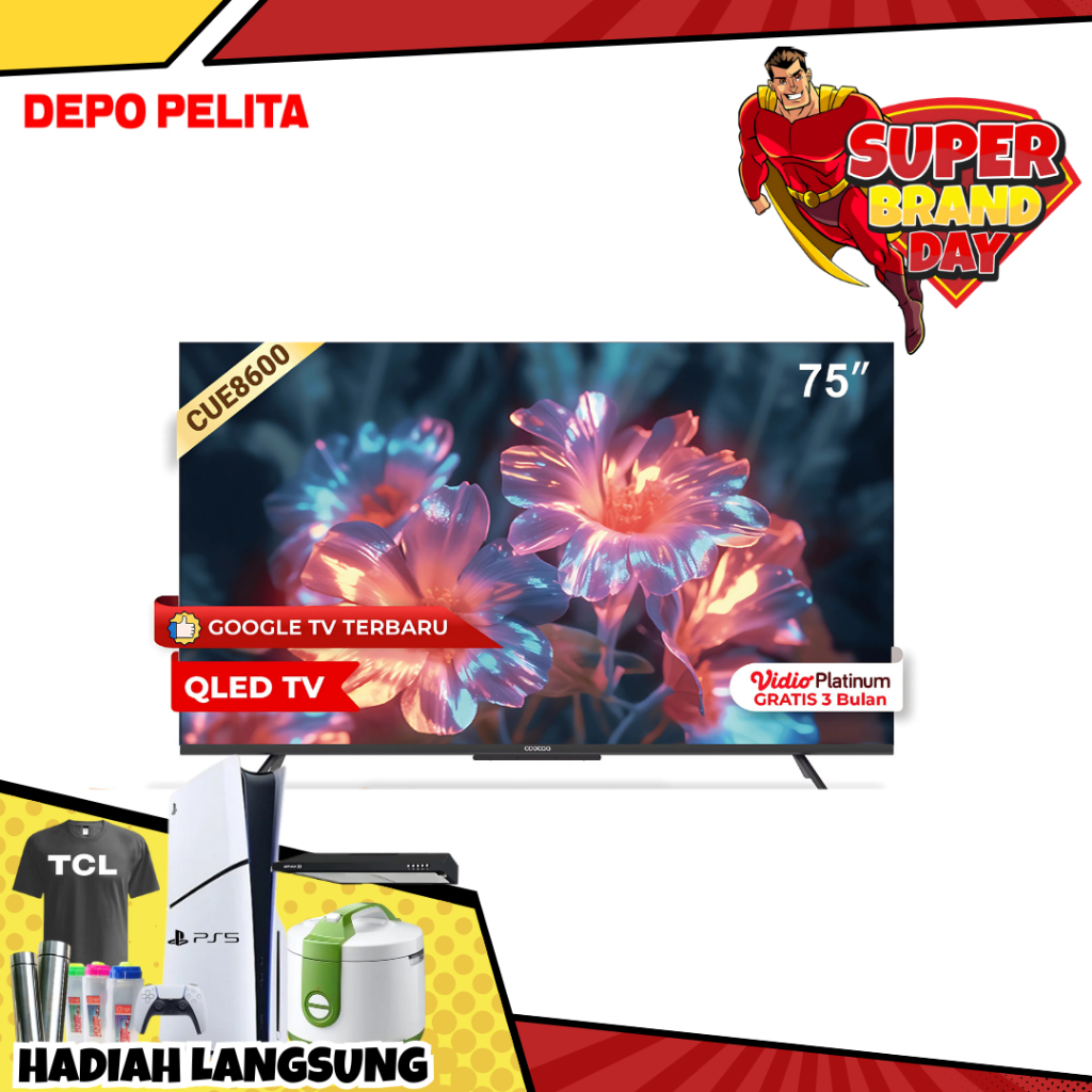 Coocaa LED TV 75CUE8600 75 Inch 4K QLED Google TV