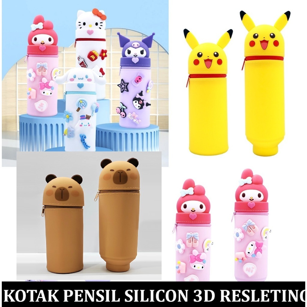 

2025 Kotak pensil silicon Pencil Case 3D DIY Sanrio Capybara Pokemon Pikachu Original import Silicone BPA FREE bentuk 3 dimensi my melody kuromi cinnamoroll hello kitty HK pena sekolah kado hadiah teman ulang tahun viral tiktok tik tok fyp capy kapi bara