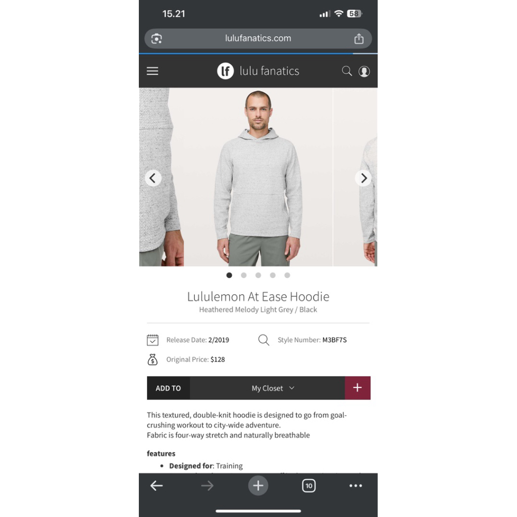 Lululemon At Ease Hoodie Heathered Melody Light Grey