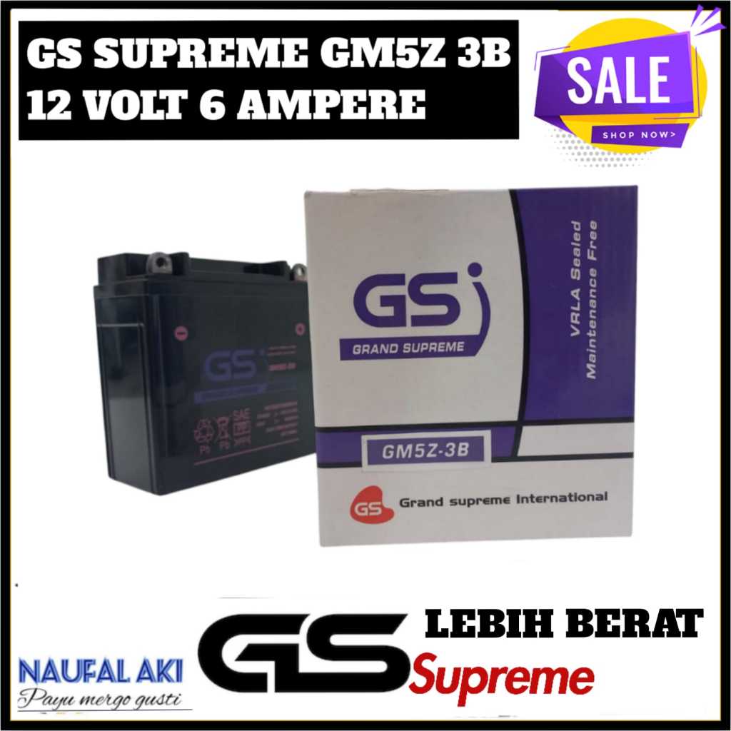 Aki Motor Jupiter Z /Burhan /FIZ R/Vega R/ GS SUPREME GM5 3B Aki kering Siap Pakai