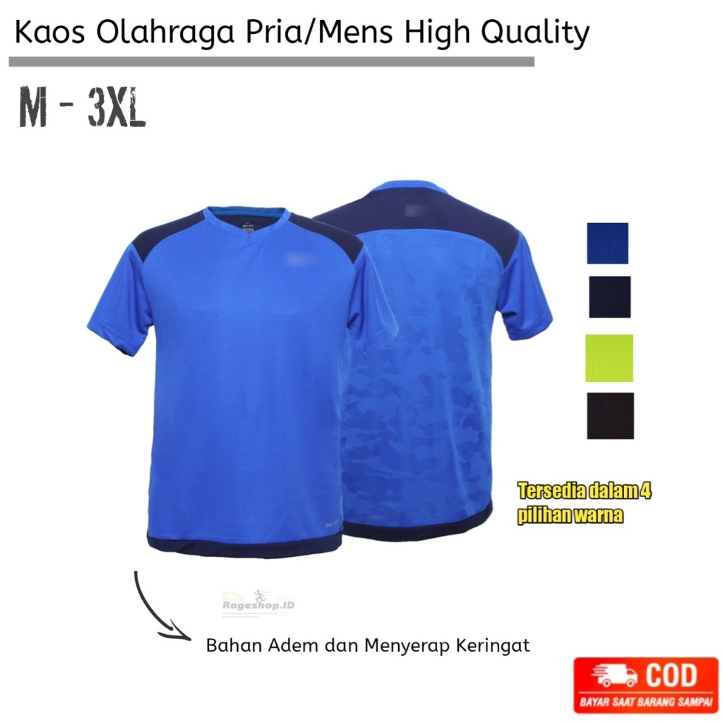 KAOS JERSEY OLAHRAGA LARI FITNESS SEPEDA BADMINTON KERAH V NECK MKS PRIA/MENS