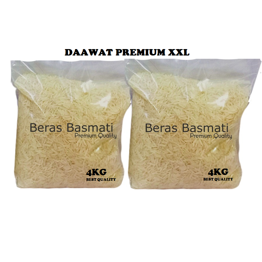 

Beras Basmati DAAWAT PREMIUM XXL Kemasan Repack 4kg Basmati Rice