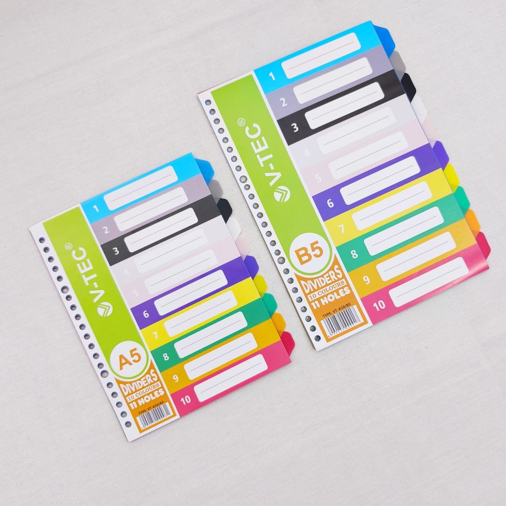

V-Tec Loose Leaf Divider Type VT-A10 / Pembatas Binder Plastik Warna 10 Colours A5