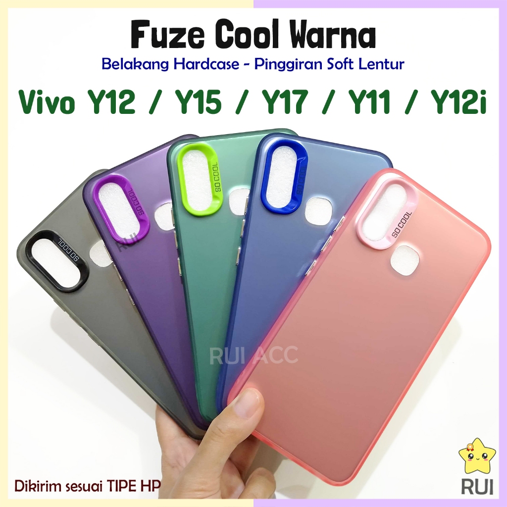Case Fuze Cool WARNA Vivo Y17 Y12 Y15 Y12i Y11 Hybrid Plate Hologram Hardcase TPU IMD Plong Color Hi