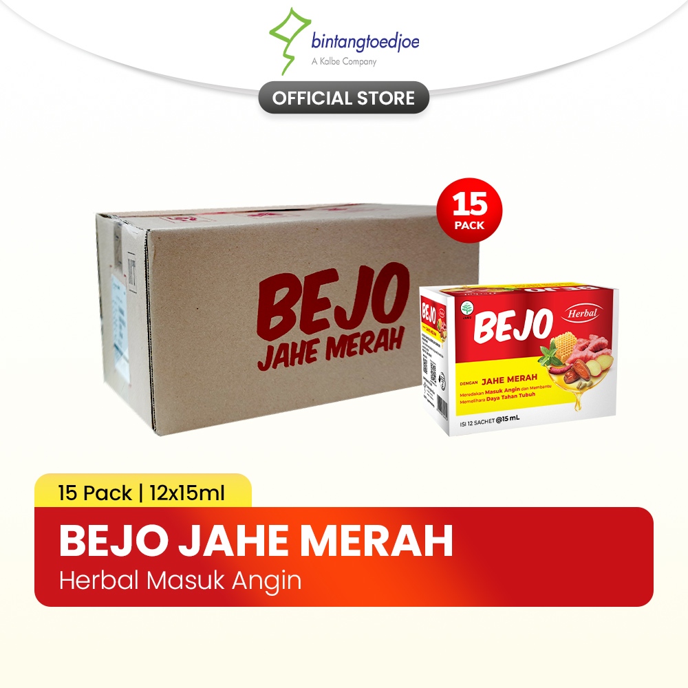 Bejo Jahe Merah 1 Karton (15 Pack @ 12 Sachet)  - Meredakan Masuk Angin Meriang Mual