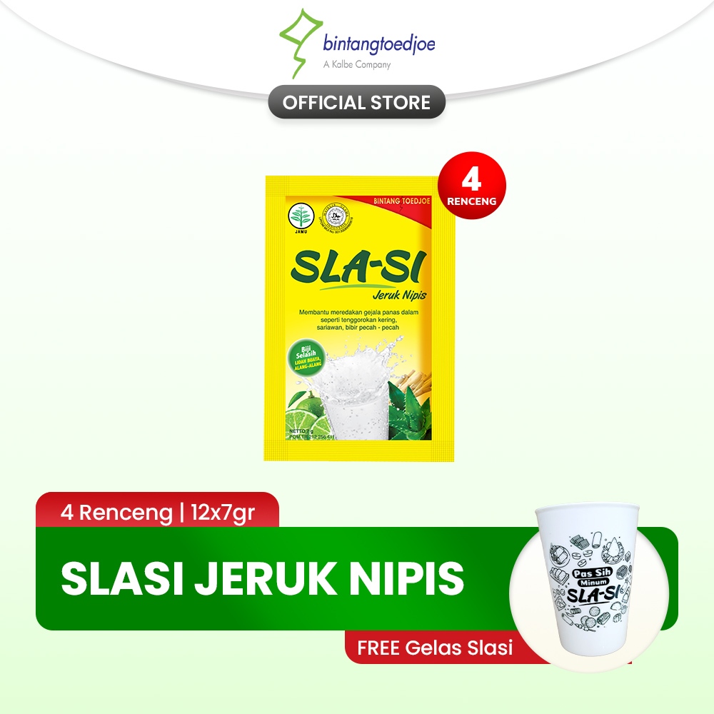

Slasi Jeruk Nipis 4 renceng (48 sachet) FREE Gelas
