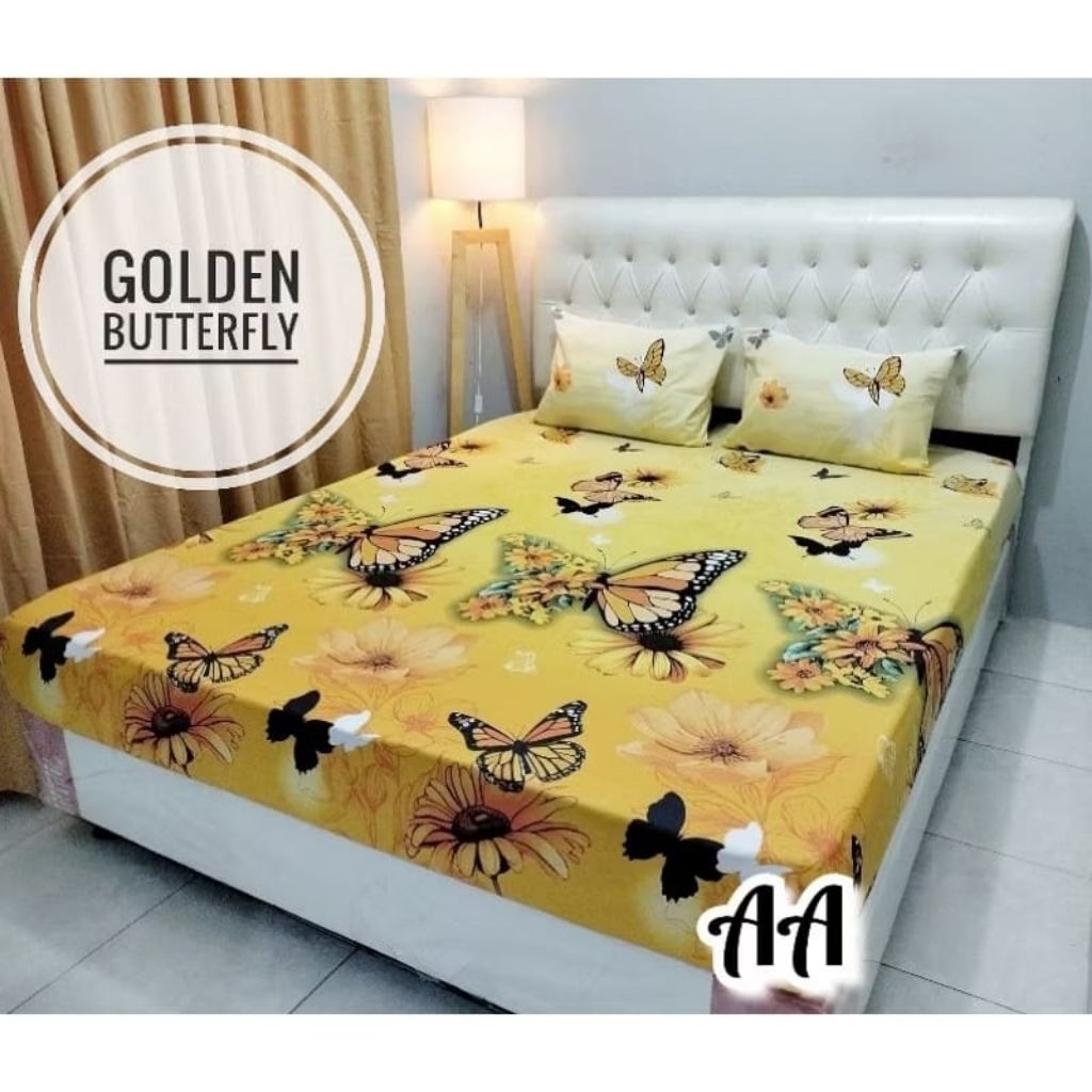 SPREI KARET KATUN PREMIUM 90/100/120/140/160/180/200 Motif Butterfly Kupu Kupu mariposa flower bunga