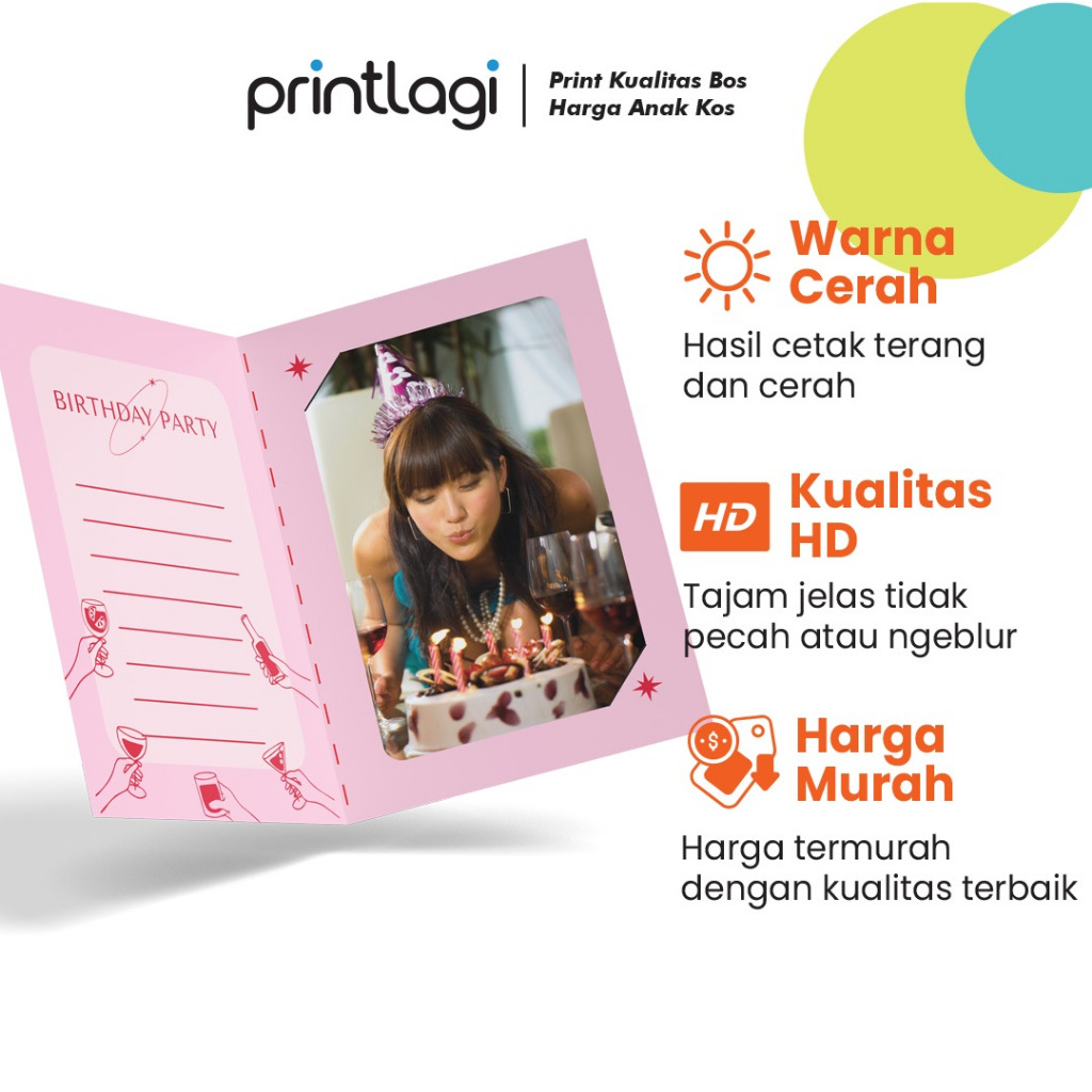 Kartu Ucapan Custom - Kartu Ucapan Terlipat dengan Slot Photocard - Desain Lipat Unik