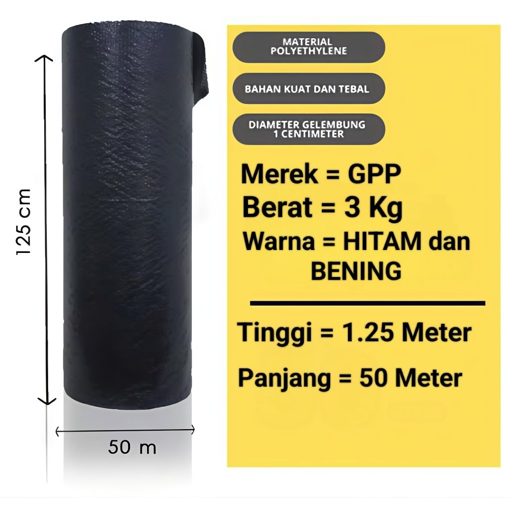 

BUBBLE WRAP GPP 125 cm x 50 meter HITAM BENING