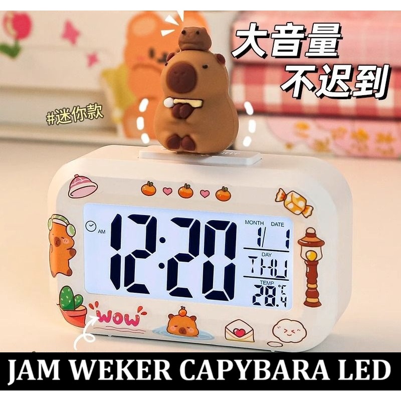 2026 Jam Weker Bel Alarm Kapibara Capybara 3D 9 nada dering original import batre AA set timer lampu