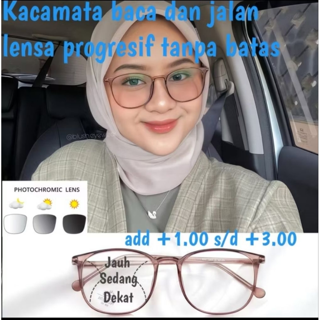 Kacamata baca plus progresive photocromic  frame 8251 cowok dan cewek |kacamata double fokus (baca d