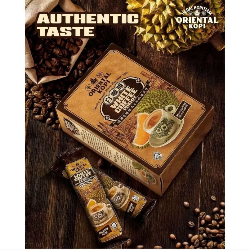 

ORIENTAL White Coffee Durian Musang King Flavour / Kopi Putih Pra Campur Rasa Durian