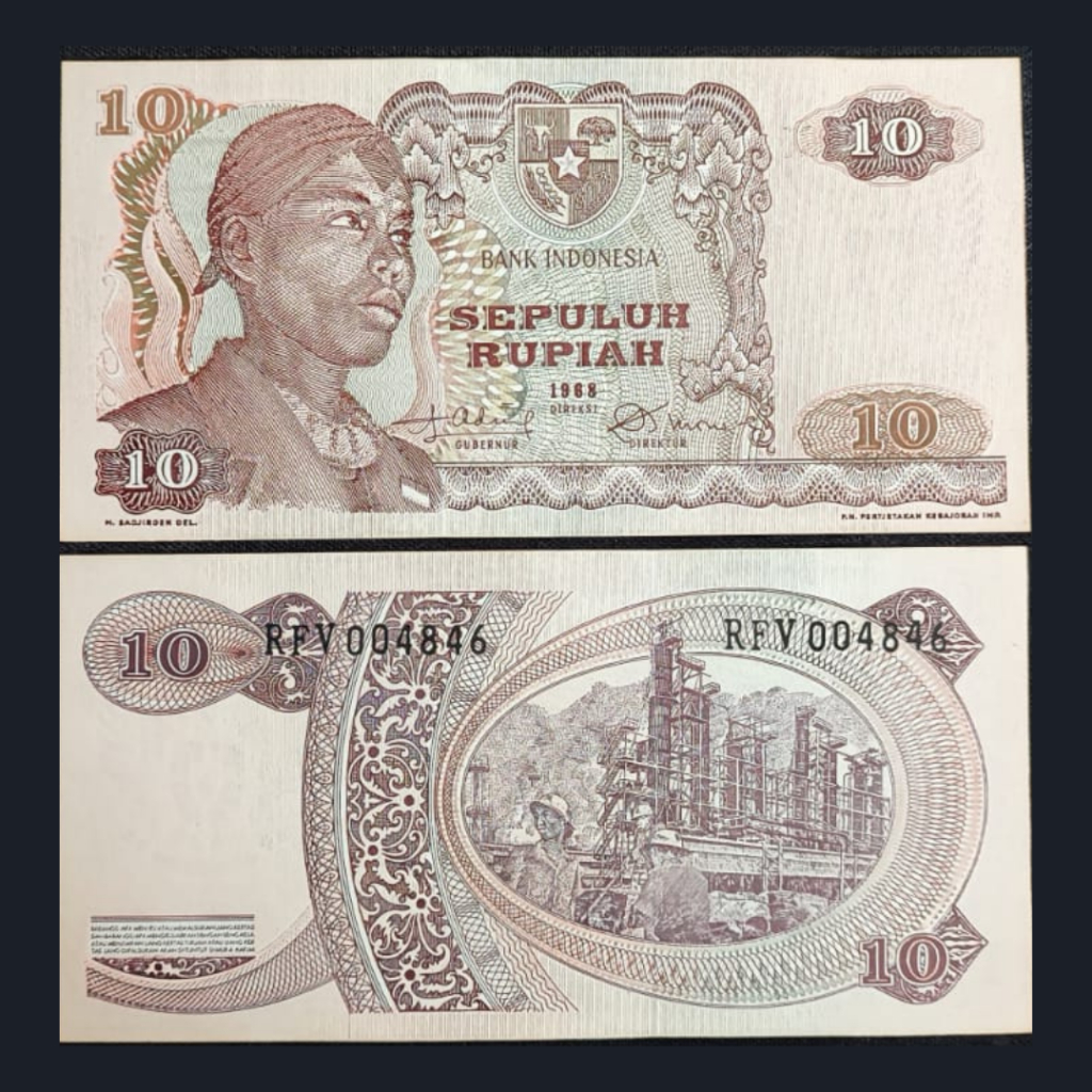 Uang Kuno Indonesia 10 Rupiah Soedirman Tahun 1968 | UNC | Gress